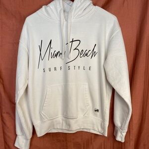 Miami Beach Florida Surf Style Hooded White Sweatshirt Size XS